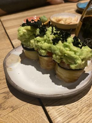 Eggplant and guak  at Youmiko Vegan Sushi - Hoża in Warsaw