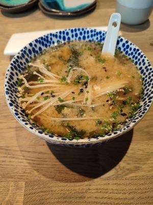 Miso soup at Youmiko Vegan Sushi - Hoża in Warsaw