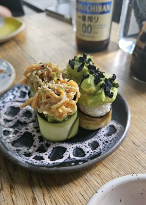 Second photo: avocado and salad sushi at Youmiko Vegan Sushi - Hoża in Warsaw
