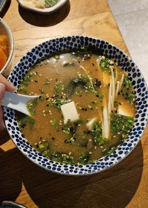Miso soup starter at Youmiko Vegan Sushi - Hoża in Warsaw