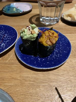 Avocado and pumpkin purée  at Youmiko Vegan Sushi - Hoża in Warsaw
