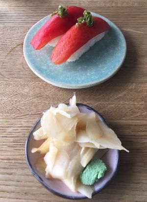 Tomato nigiri at Youmiko Vegan Sushi - Hoża in Warsaw