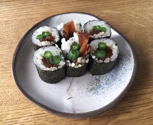 Green bean and shitaki mushroom at Youmiko Vegan Sushi - Hoża in Warsaw