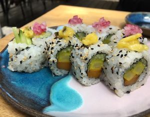 Sushi with pumpkin at Youmiko Vegan Sushi - Hoża in Warsaw