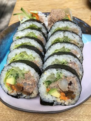 Sushi with cauliflower in peanut sauce at Youmiko Vegan Sushi - Hoża in Warsaw