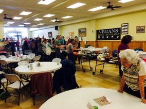 3-4 dozen attend every month
'You don't have to be vegan, but the food does!' at Live and Let Livingston in Livingston