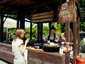 vegan stand at Tymo Turgus in Vilnius