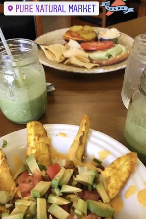 Root Fries Special and Vegan Burger with smoothies! at Pure Natural Market in Hilton Head Island