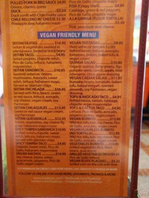 vegan menu at Haab in Brooklyn