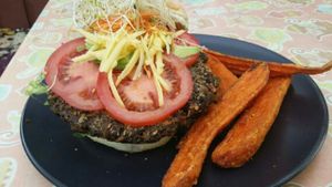 black bean quinoa burger at Herbee's Garden Cafe in Hahndorf