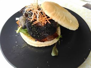 Vegan Swiss burger  at Herbee's Garden Cafe in Hahndorf