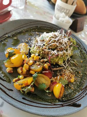 Smashed avo on toast #Veganuary at Herbee's Garden Cafe in Hahndorf