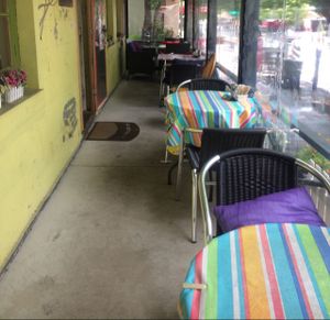 outside coveted seating  at Herbee's Garden Cafe in Hahndorf