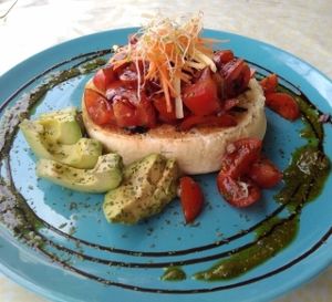 Vegan bruschetta  at Herbee's Garden Cafe in Hahndorf