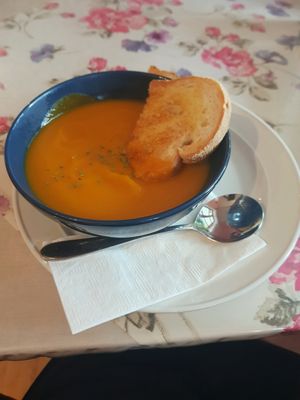 vegan pumpkin soup at Herbee's Garden Cafe in Hahndorf