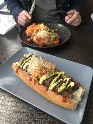 Vegan sausage  at Herbee's Garden Cafe in Hahndorf