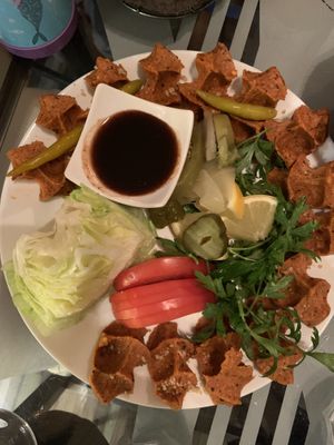 Vegan çig köfte.  Good, but not amazing    at Le Mezze du Chef - Menilmontant in Paris