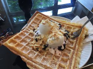 Blueberries, passionfruit sorbet, and almonds at Kauf Dich Glücklich  in Berlin