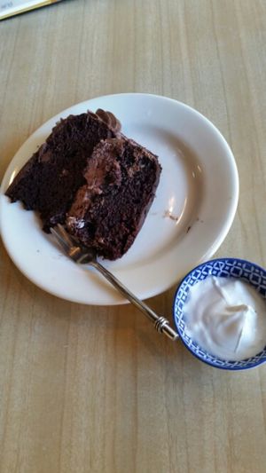 Vegan chocolate cake & coconut yoghurt at Ritual Coffee Company in Blenheim