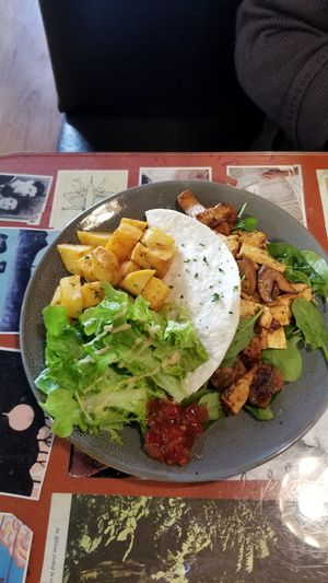 Vegan Breakfast burrito & a side of potatoes ~ Yum! at Ritual Coffee Company in Blenheim