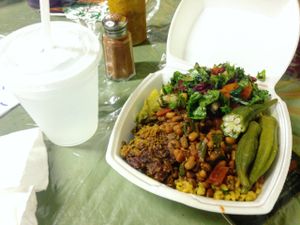 we asked to try a little of everything, being hungry and vegan and was met with the friendliest most accommodating reception ever. thank you :) at Roots Reggae Vegetarian Cafe in Bridgetown