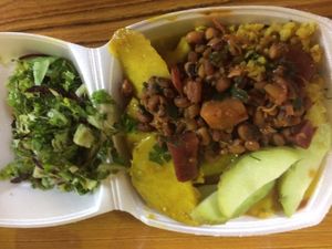 Love that you can get a bit of everything here! at Roots Reggae Vegetarian Cafe in Bridgetown