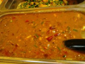 Ital Stew  - this is made with BLACK - EYE PEAS. It is served with the meals usually a different set of peas each day which are stewed down with veggies , herbs, spices, with fresh coconut milk added when finished to retain full flavor and nutritional properties of coconut. at Roots Reggae Vegetarian Cafe in Bridgetown