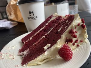 Vegan red velvet and golden chai at Sencha Lunchstore in Alkmaar