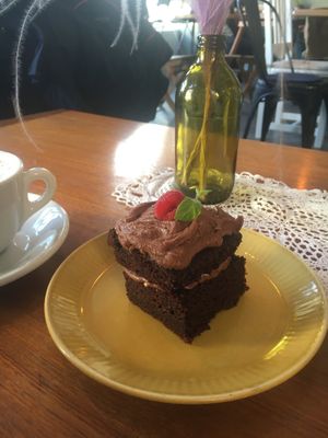 Lovely Chocolate Cake with coffee Creme  at Kafe Soil in Trondheim
