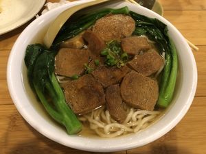 Vegan chicken noodle soup  at Taiwan Noodle in Albany