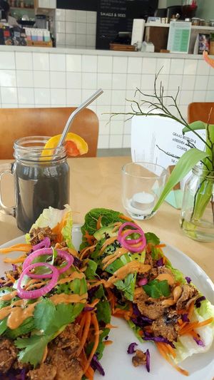 raw tacos and homemade lemonade at Happy Earth in Rotterdam