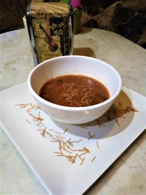 Vegan soup at VA De BO in Mallorca