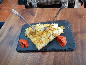 Tasty vegan Tortilla!  at VA De BO in Mallorca