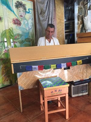 Owner playing piano while we ate. This guy is amazing!  at VA De BO in Mallorca