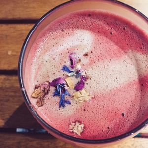 the beautiful beetroot latte  at Kemu in Terrigal