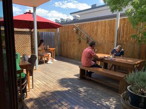 Back patio at Hislop's Cafe in Kaikoura