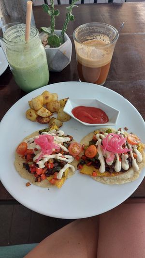 Breakfast tacos glutenfree at The Pitted Date in Playa Del Carmen