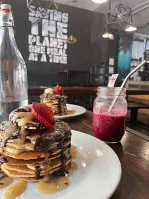 Vegan pancakes at The Pitted Date in Playa Del Carmen
