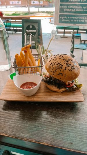 Beyond Meat Burger at The Pitted Date in Playa Del Carmen