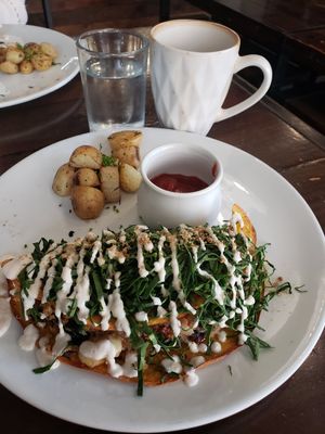 The vegan omelette options are awesome! at The Pitted Date in Playa Del Carmen