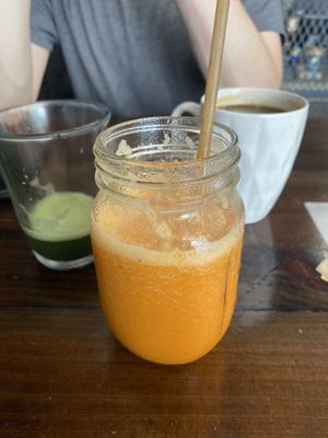 Orange Smoothie at The Pitted Date in Playa Del Carmen