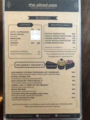 Drinks menu  at The Pitted Date in Playa Del Carmen