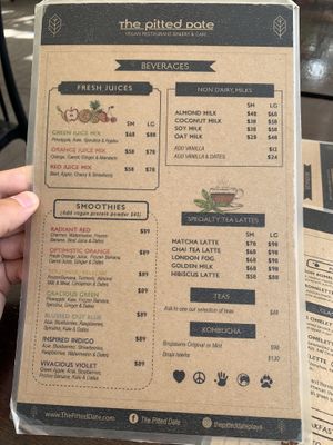 Drink menu  at The Pitted Date in Playa Del Carmen
