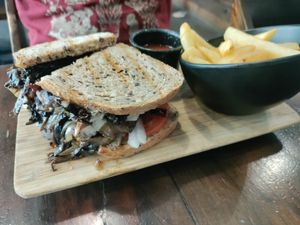 Mushroom sandwich at The Pitted Date in Playa Del Carmen