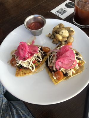 Tasty breakfast tacos  at The Pitted Date in Playa Del Carmen