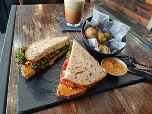 chorizo Sandwich - super yummy!! at The Pitted Date in Playa Del Carmen