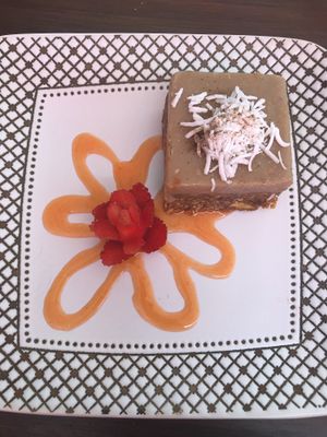 Raw Carrot Cake - delicious! at The Pitted Date in Playa Del Carmen