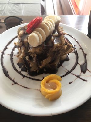 Awesome waffles  at The Pitted Date in Playa Del Carmen