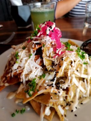 Chilaquiles divorciados at The Pitted Date in Playa Del Carmen