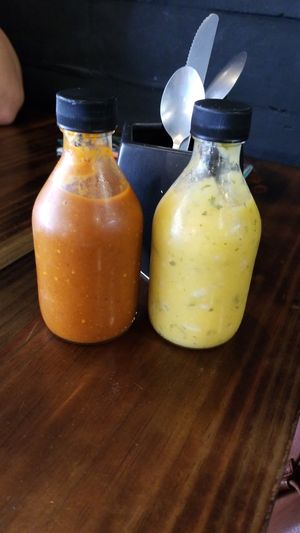 Chipotle  Salsa and Mango Habanero Salsa at The Pitted Date in Playa Del Carmen
